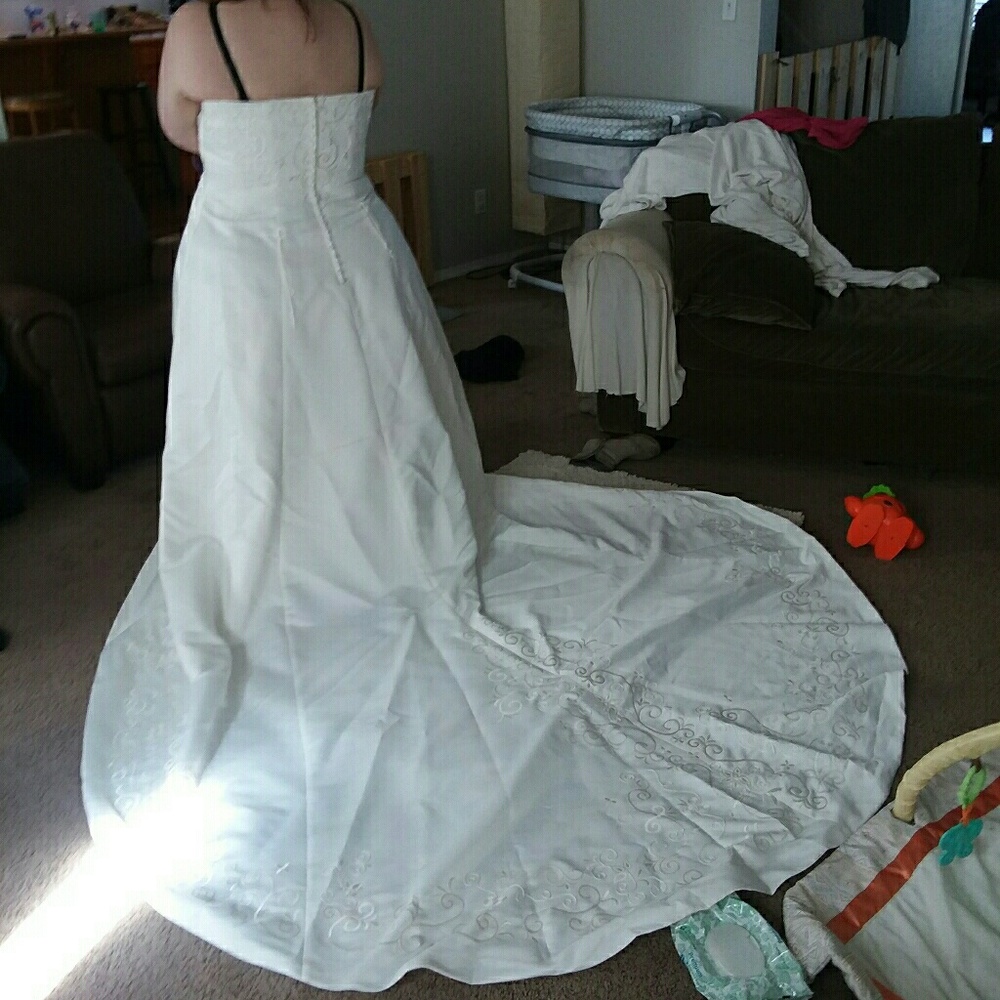 David's Bridal A-line Ivory Wedding Dress 20W